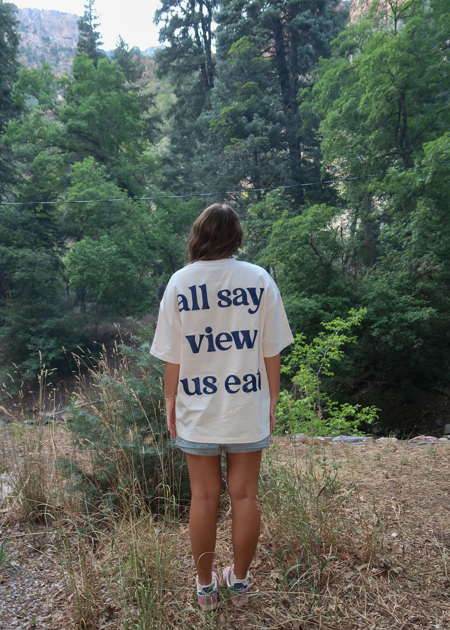 all say view us eat oversized tee