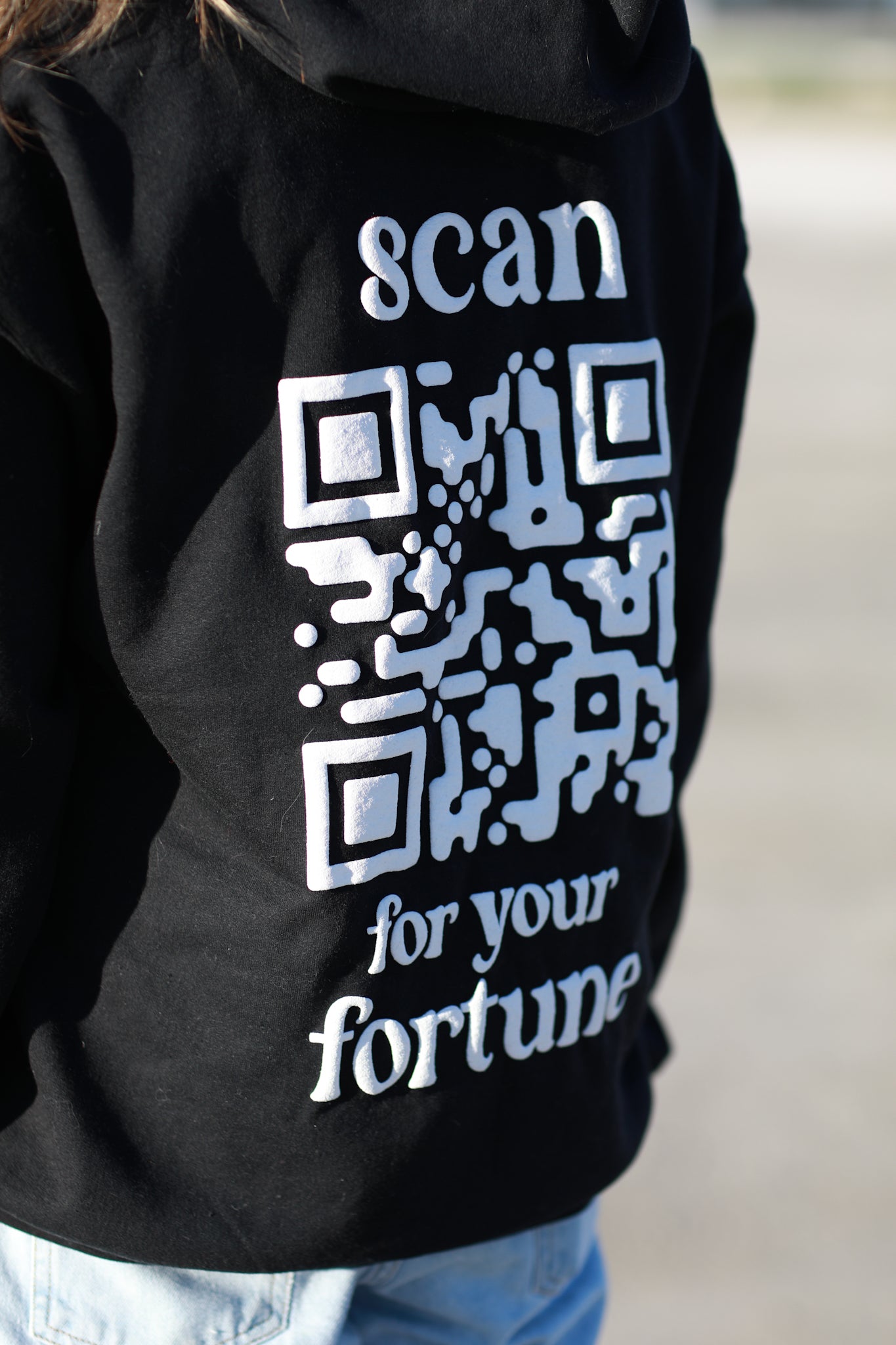 scan for your fortune- QR code sweatshirt