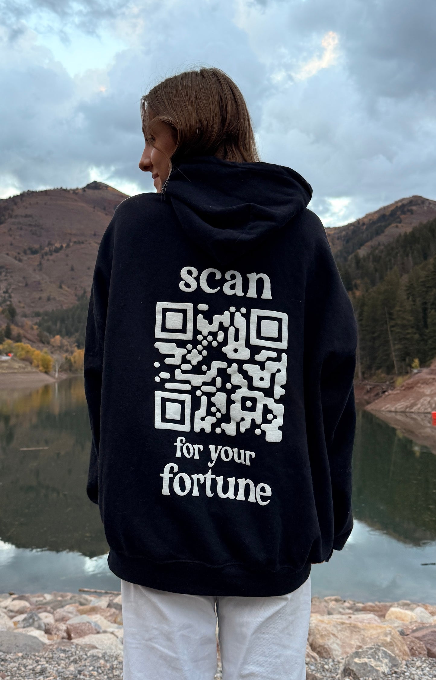scan for your fortune- QR code sweatshirt